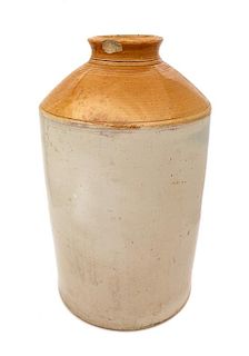 A Larged Glazed Stoneware Jar Height 18 3/4 inches.