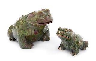 Two Ceramic Models of Frogs Height of taller 4 3/4 inches.