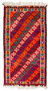 A Mexican Wool Rug 9 feet 1 inch x 4 feet 8 inches.