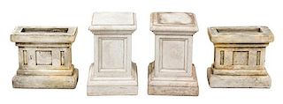 Two Pairs of Cast Stone Garden Plinths Height of first pair 17 inches.