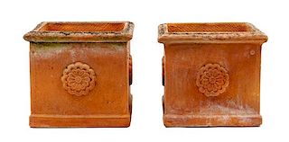 A Pair of Terra Cotta Jardinieres Height 11 inches.