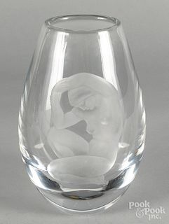 Lindstrand for Orrefors glass vase, etc.