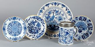 Delft blue and white charger, etc.
