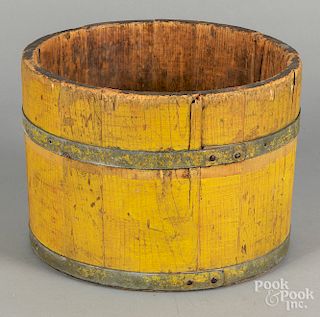Yellow painted bucket, 19th c., 8" h., 11" w.