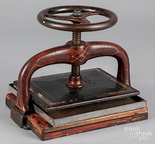 Painted cast iron book press, late 19th c.