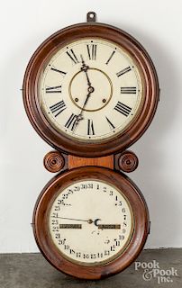 Waterbury rosewood calendar clock, 29 1/2" h