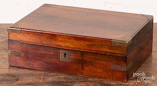 Brass bound rosewood lap desk,