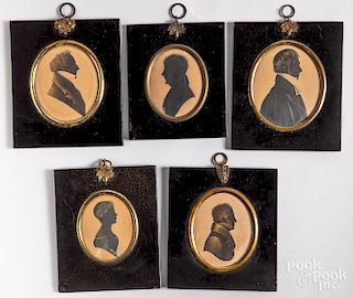 Five watercolor and hollowcut silhouettes, 19th c