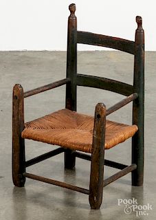 Childs ladderback armchair, 19th c.