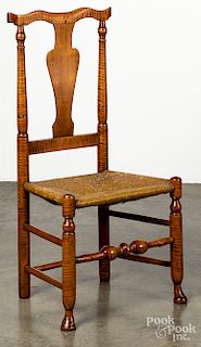 Queen Anne tiger maple rush seat dining chair