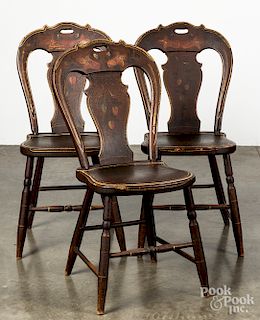 Three painted balloonback chairs, 19th c.