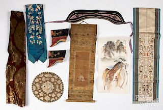Chinese silkwork sashes, shoes, etc.