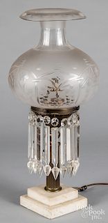 Cornelius & Co. astral lamp, 26" h.