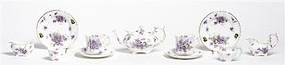 An English Porcelain Tea Set for Two, Hammersley, Width of first 8 inches.