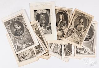 Collection of unframed engraved portraits