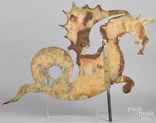 Sheet iron hippocampus weathervane, 19th c., 26"