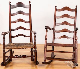 Two Delaware Valley ladderback rocking chairs