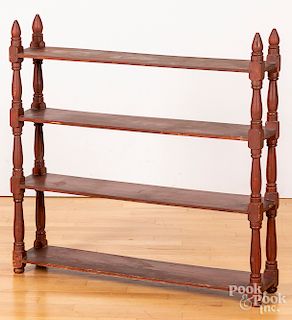 Red painted hanging shelf, 19th c.