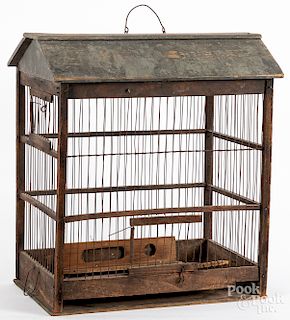 Painted wood and wire birdhouse, ca. 1900