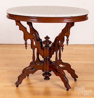 Victorian marble top table, 27 1/4" h., 29 1/2" w