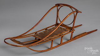 Miniature bentwood dogsled, early 20th c., 21" l.