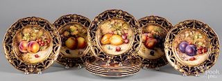 Set of ten Royal Worcester painted fruit plates