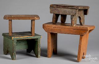 Four painted footstools, late 19th/early 20th c.