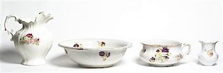 Four Porcelain Table Articles, Diameter of bowl 16 1/4 inches.