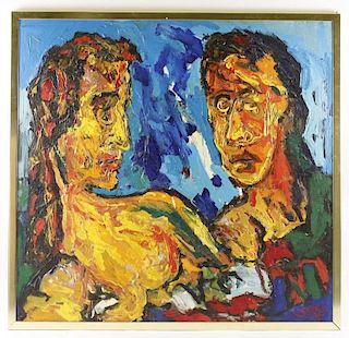 Abstract Man & Woman Acrylic, Signed Liebman