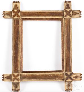 Carved and painted folk art frame, late 19th c.