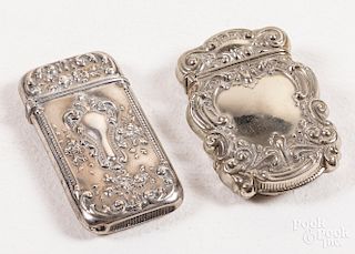 Two sterling silver match vesta safes