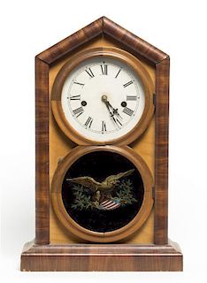 An American Maple Mantel Clock, Height 18 inches.