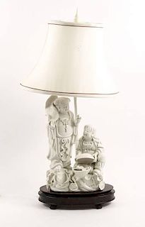 Chinese Figural Blanc De Chine Table Lamp