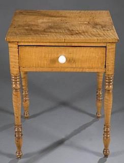 Tiger maple side table, c.1820.