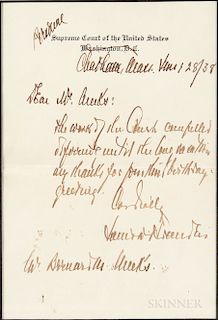 Brandeis, Louis (1856-1941) Autograph Letter Signed, Chatham, Massachusetts, 28 June 1938.
