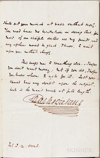Dickens, Charles (1812-1870) Autograph Letter Signed, 21 July 1841.