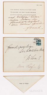 Freud, Sigmund (1856-1939) Autograph Note Signed, Vienna, 1936.