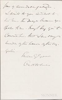 Holmes, Oliver Wendell Jr. (1841-1935) Autograph Letter Signed, 20 March 1900.