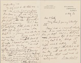 Rackham, Arthur (1867-1939) Autograph Letter Signed, 4 August 193?.
