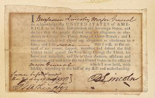 Washington, George (1732-1799) and Benjamin Lincoln (1733-1810) Signed Oath of Allegiance.