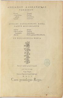 Appian of Alexandria (c. 95-c. 165) Appiani Alexandrini Romanarum Historiarum: Celtica, Libyca, vel Carthaginensis, Illyrica, Syriaca,