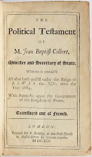 Courtilz de Sandras, Gatien (1644-1712) The Political Testament of M. Jean Baptist Colbert.