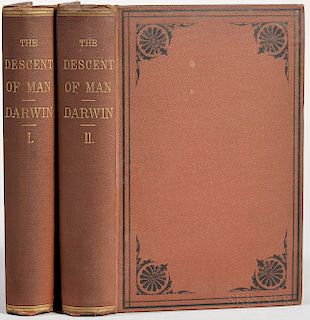 Darwin, Charles (1809-1882) The Descent of Man and Selection in Relation to Sex  , First American Edition.
