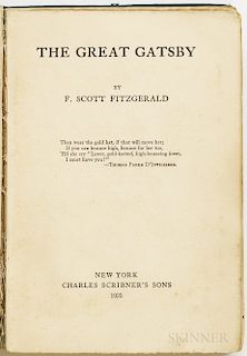 Fitzgerald, F. Scott (1896-1940) The Great Gatsby  , First Edition.