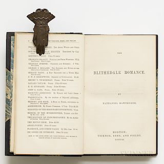 Hawthorne, Nathaniel (1804-1864) The Blithedale Romance,   First Edition, with Clipped Signature.