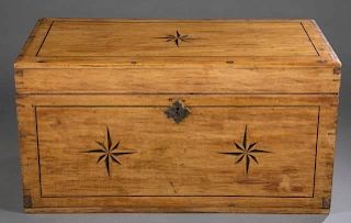 New England inlaid trunk, early 19th century.