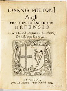 Milton, John (1608-1674) Pro Populo Anglicano Defensio.