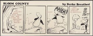 Breathed, Berke (b. 1957) Three Original Bloom County Cartoon Strip Drawings, 1988-89.