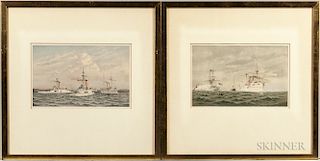 Cozzens, Frederic Schiller (1846-1928) Steamships, Six Chromolithographs.