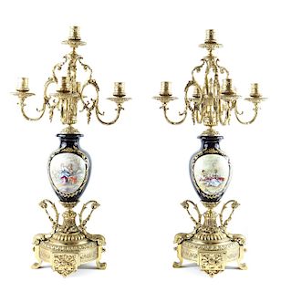 Late 19th Century Pair of Sevres Candelabras